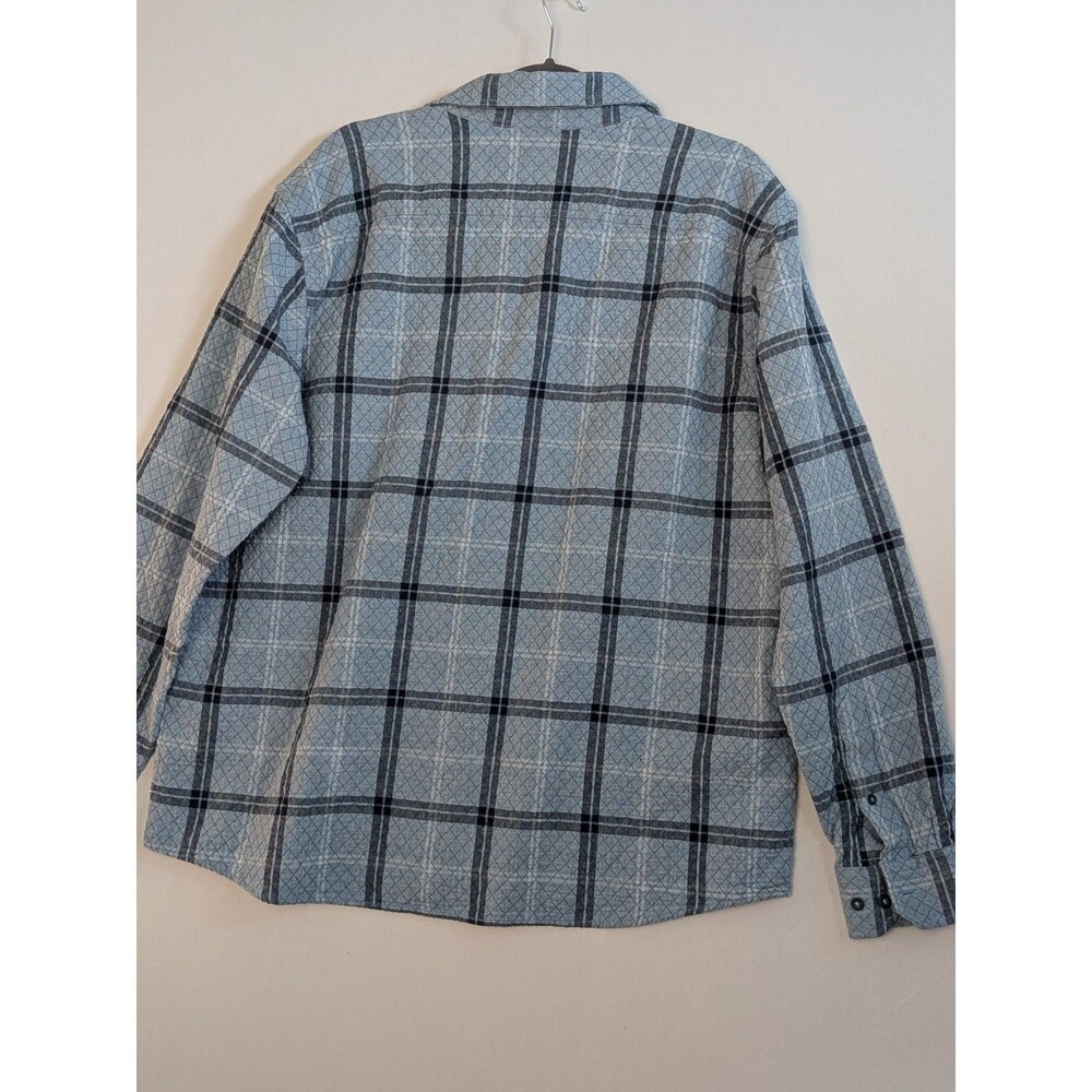 Southern Tide Mens XL Quilted Button Down Plaid Shirt Long Gray Blue Warm Casual - Picture 8 of 14